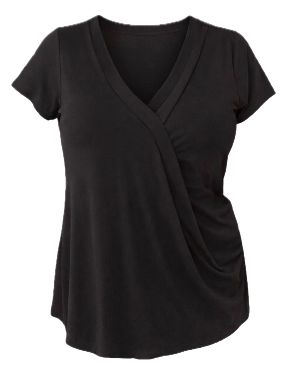 Lane Bryant Women’s Black Faux-Surplice Short-Sleeve Top